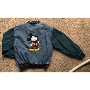 Genus Brand Denim Button Up Jacket Mickey Mouse Disney Varsity Jacket